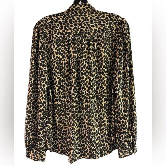 NWT J Crew Animal Print Tie Neck Button Down Blouse Size S - Picture 2 of 4